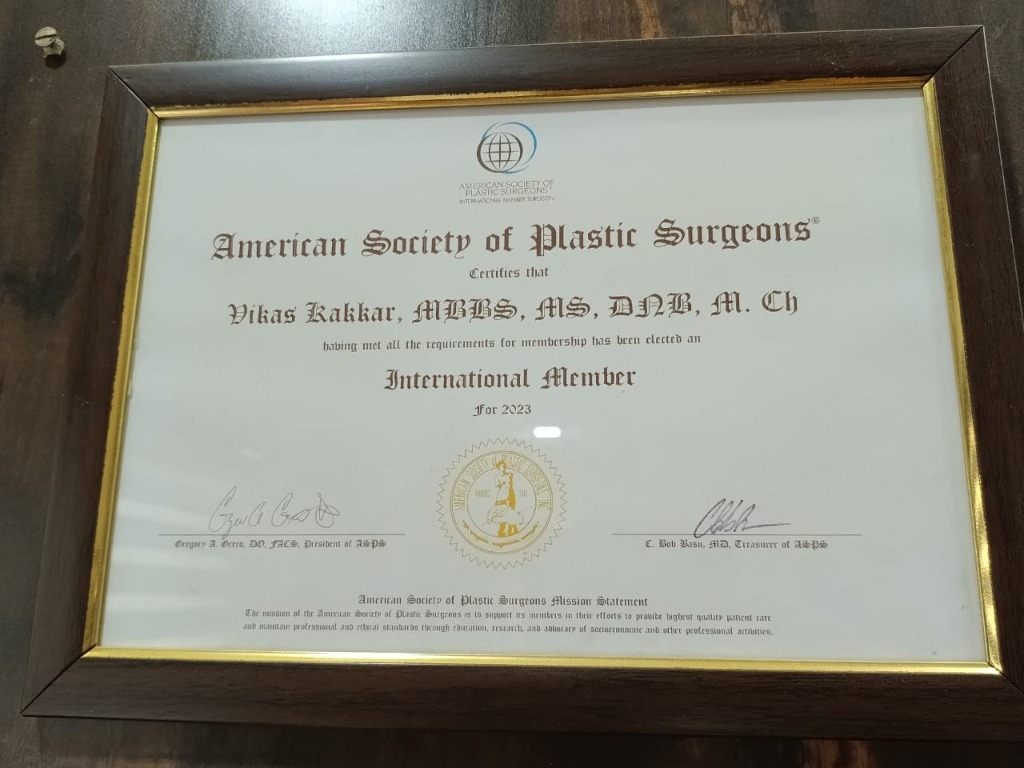 American Society of Plastic Surgeons Certificate