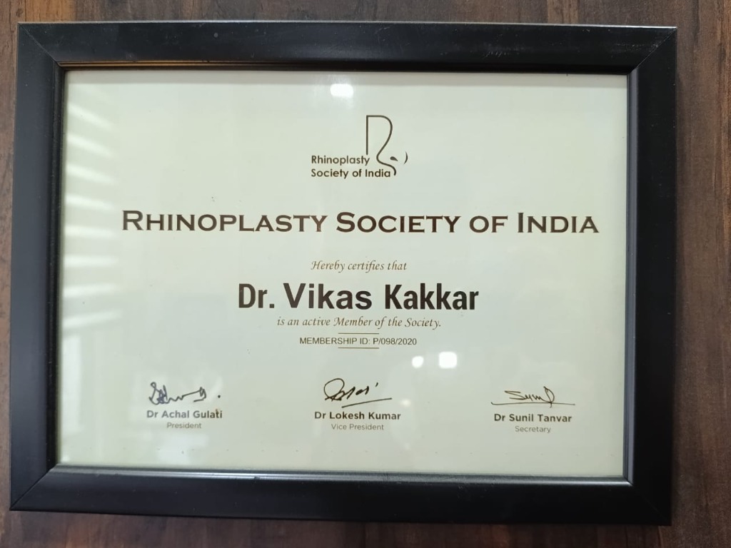 Rhinoplasty Society of India Certificate